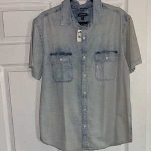 Express Faded Blue Casual Button Down Shirt